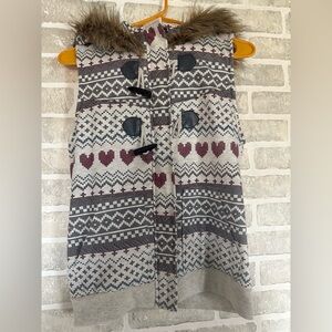 Self Esteem Gray and Burgundy Patterned Sweater Vest